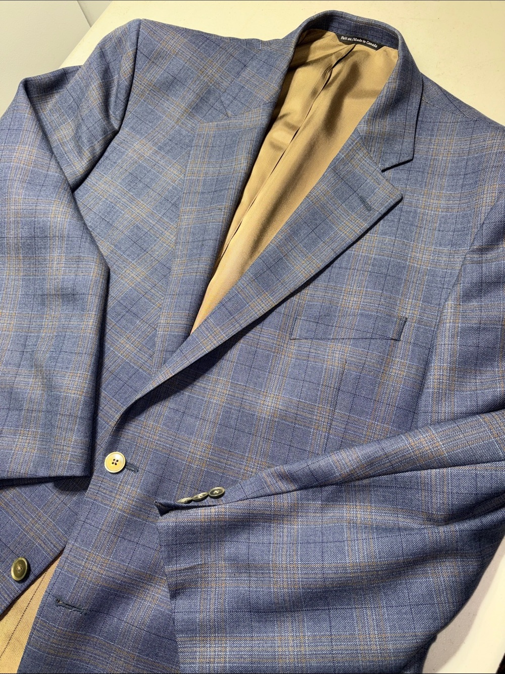 Jack Victor Blue Sport Coat with Tan Windowpane